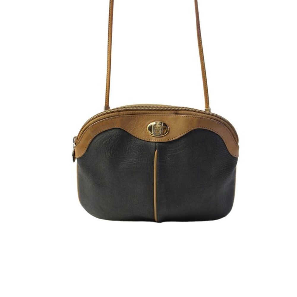 Mark Cross Womens Leather Embossed Zip Flat Crossbody Bag Handbag Brown Gray